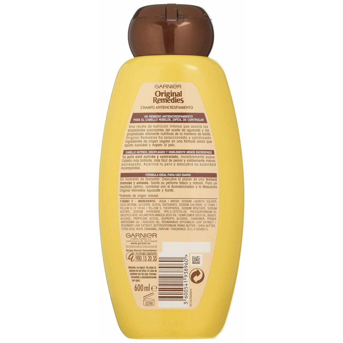 Shampoo Anticrespo Garnier Original Remedies Avocado Shea 600 ml-3
