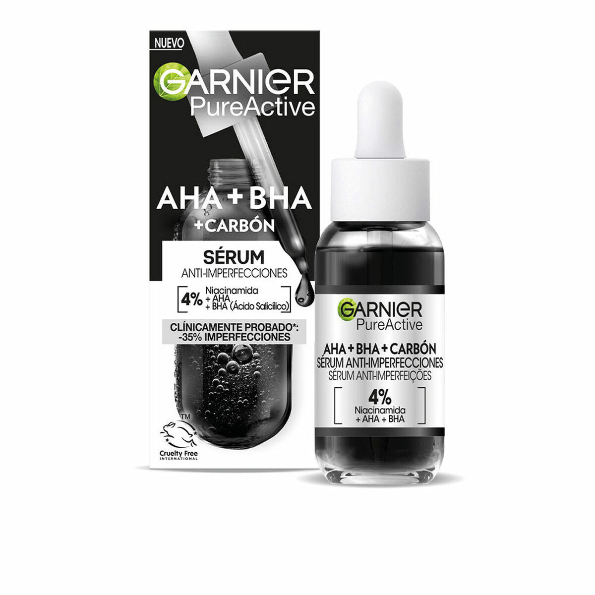 Sérum visage Garnier Pure Active Aha Bha Carbón Anti-imperfections 30 ml-0