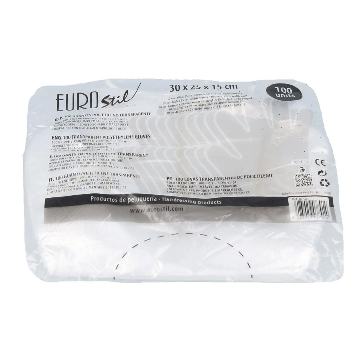 Eurostil Transparentes Guantes Desechables Bolsa 100 pz