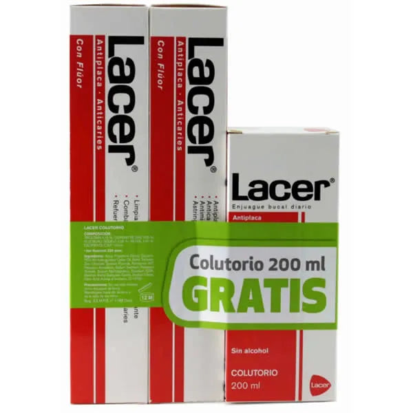 Lacer Duplo Antiplaque-Anticaries dentifricio 125 ml + collutorio 200 ml