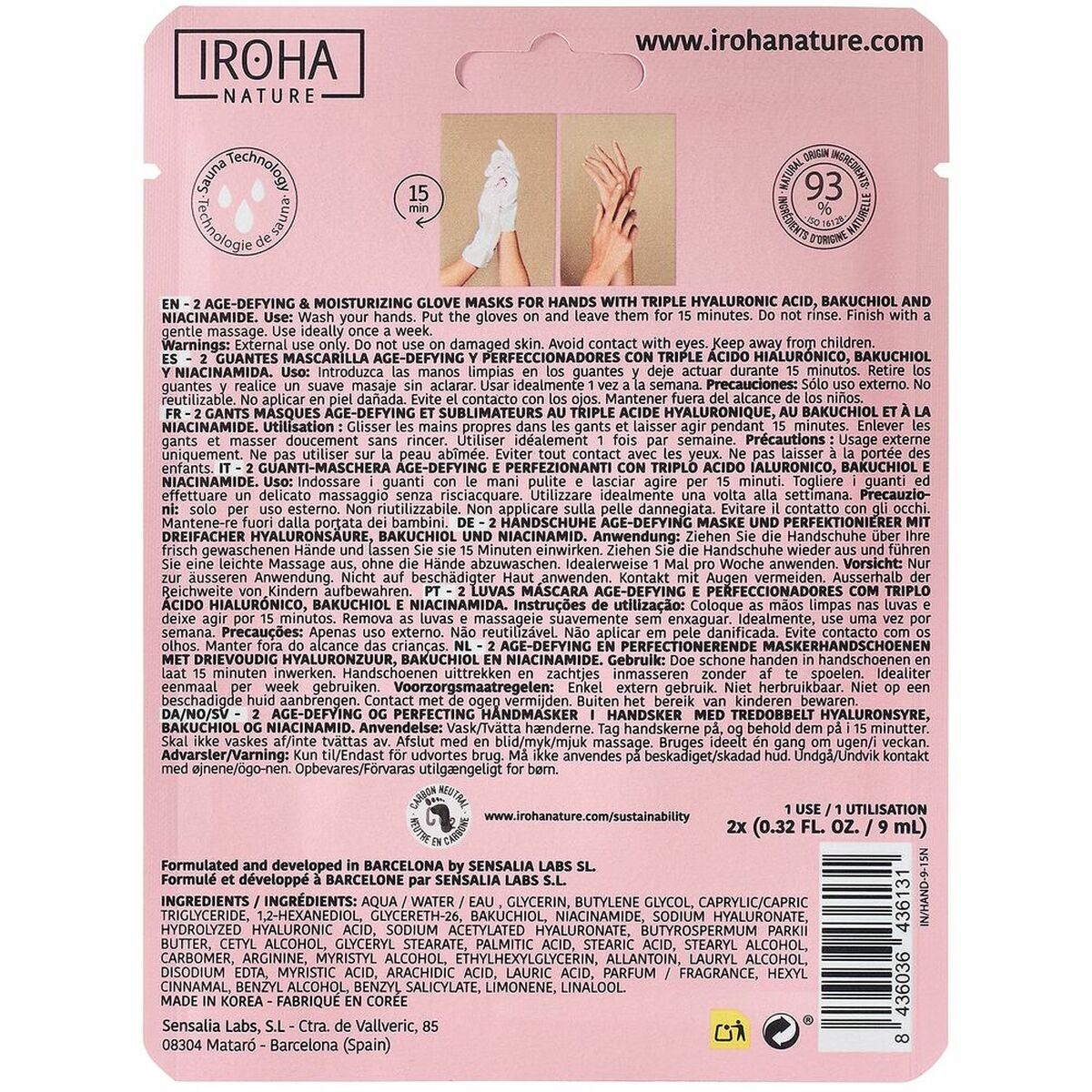 Handmaske Iroha IN/HAND-9-15 Anti-Aging-Hyaluronsäure 9 ml-1
