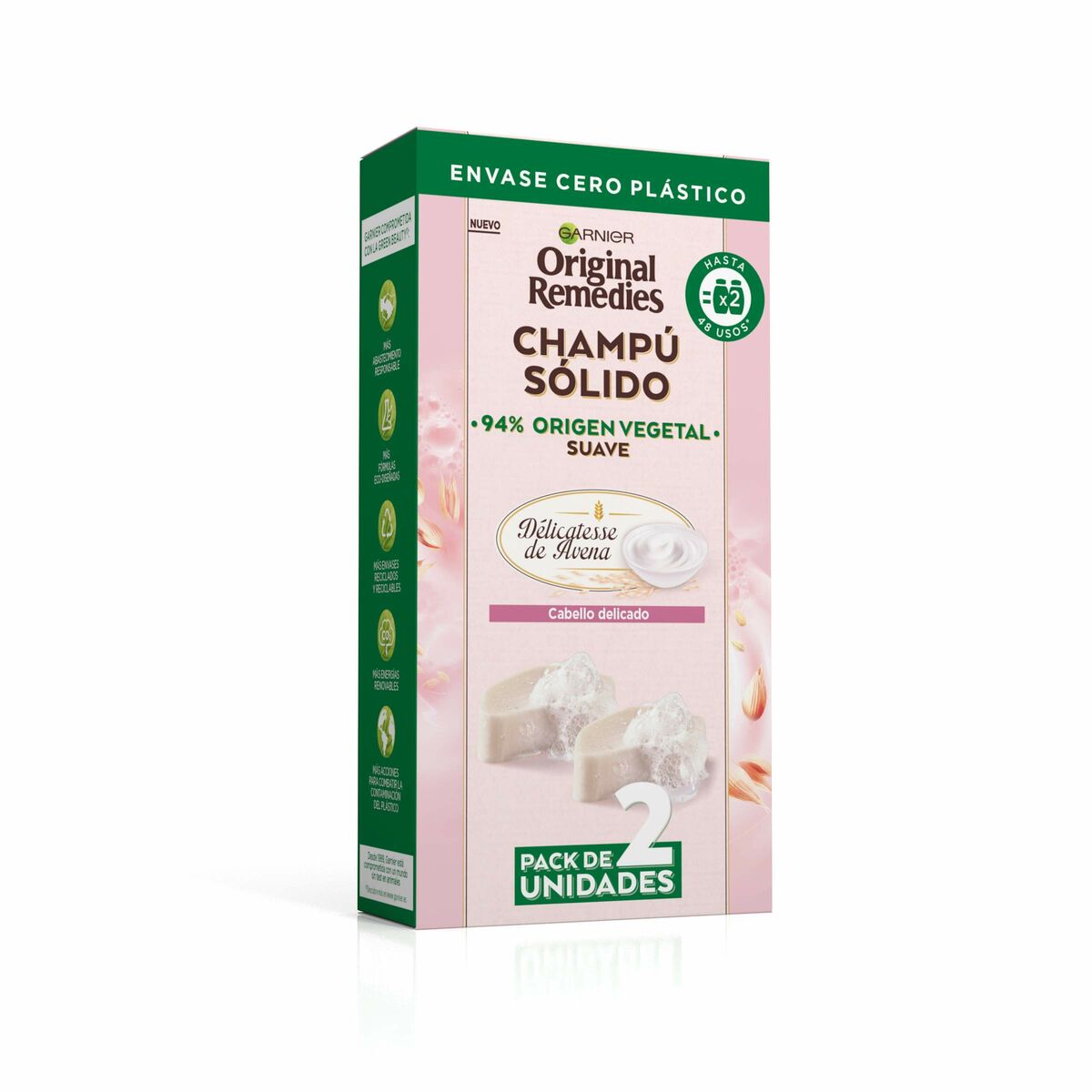 Barre de Shampoing Garnier Original Remedies 2 x 60 g Avoine-0