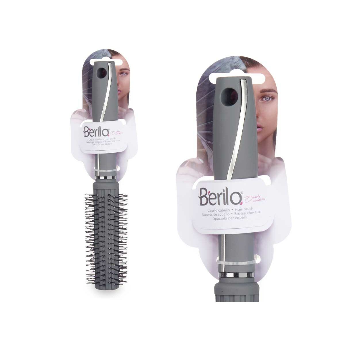 Round Brush Grey Silicone Plastic (12 Units)-2