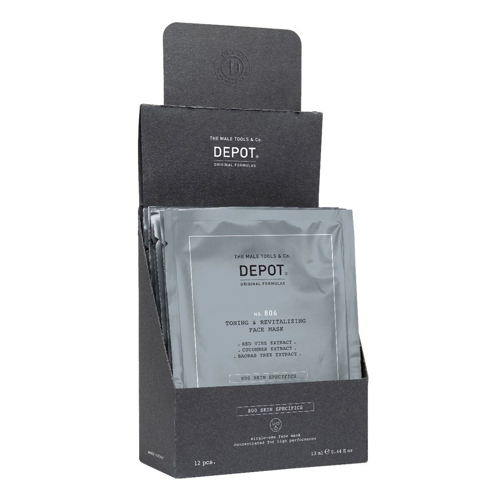 Impostare, Depot, 800 Skin Specifics No. 806, Acido ialuronico, Tonificazione e rivitalizzazione, Maschera per il viso, Per il viso, Giorno, 12 pz, 13 ml - Cosmova
