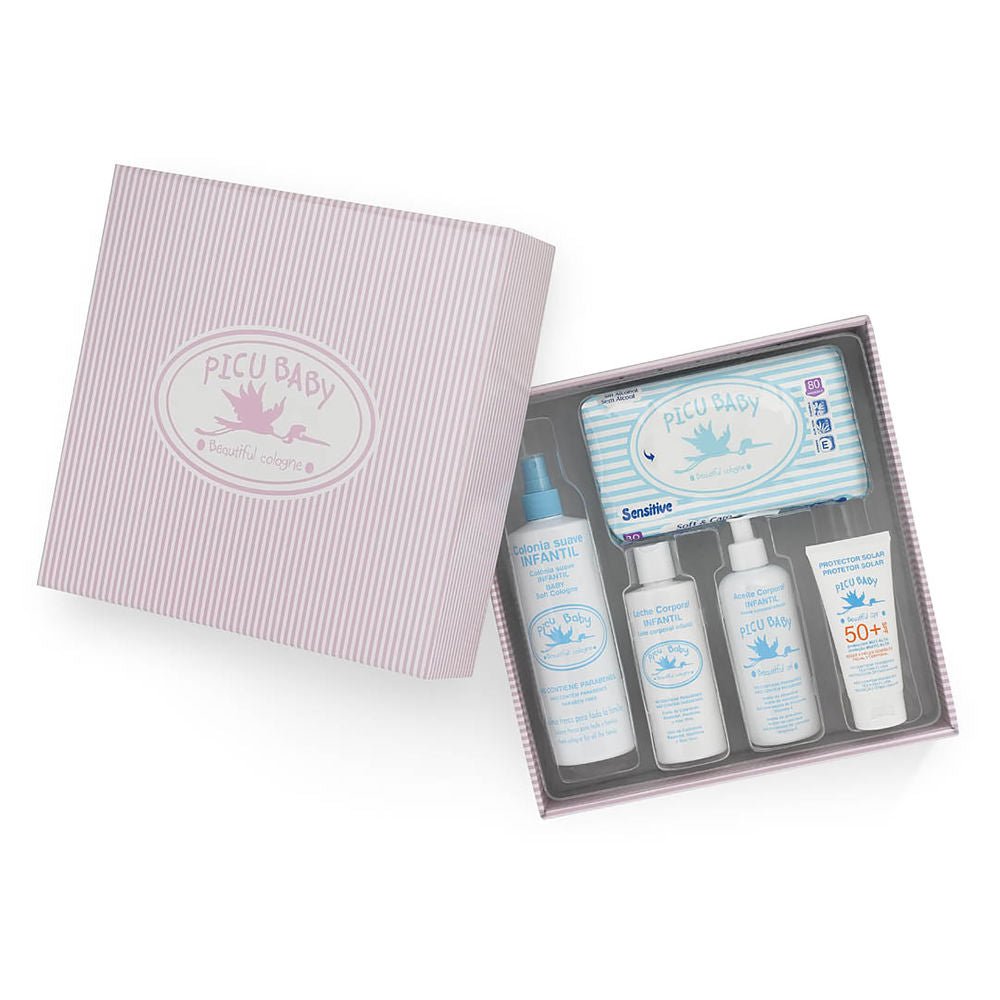 Picu Baby INFANTIL CAJA RAYAS ROSA NEW set 5 pz - Cosmova