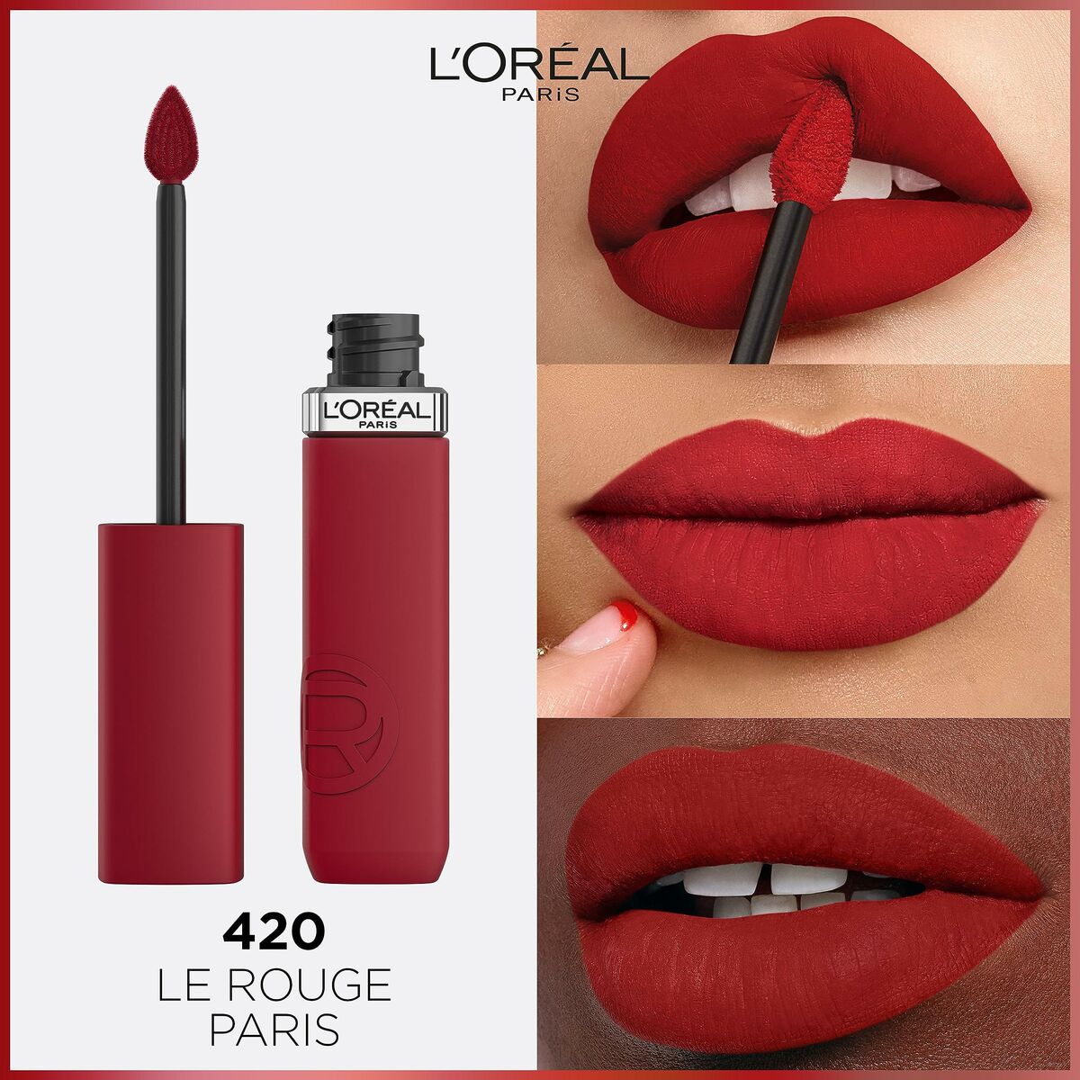Flüssiger Lippenstift L'Oreal Make Up Infaillible Matte Resistance True Romance Nr. 420 (1 Einheit)-3