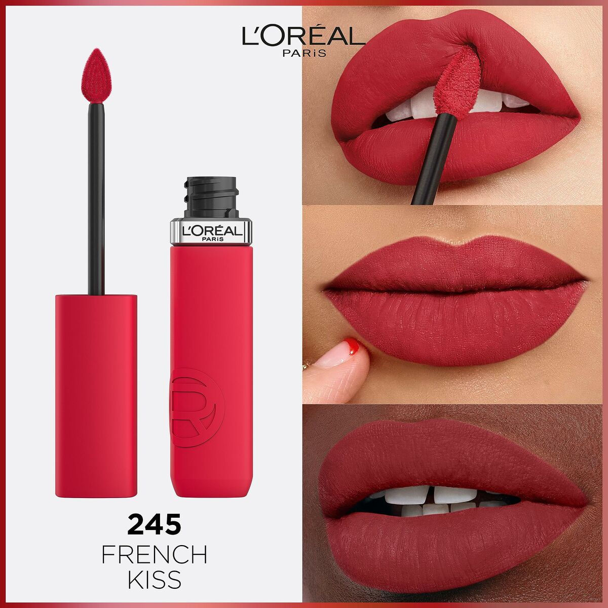 Rouge à lèvres liquide L'Oreal Make Up Infaillible Matte Resistance French Kiss Nº 245 (1 Unité)-3