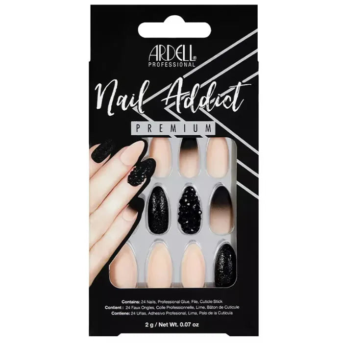 Ardell Nail Addict Black Stud e Pink Ombre False Nails