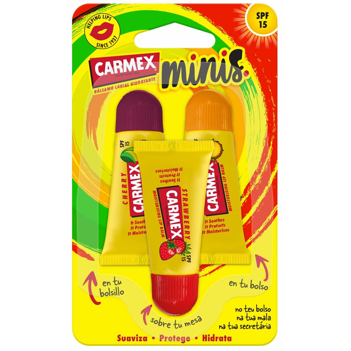 Feuchtigkeitsspendender Lippenbalsam Carmex Triplo Erdbeere Ananas 3 Stück Kirsche Spf 15-2