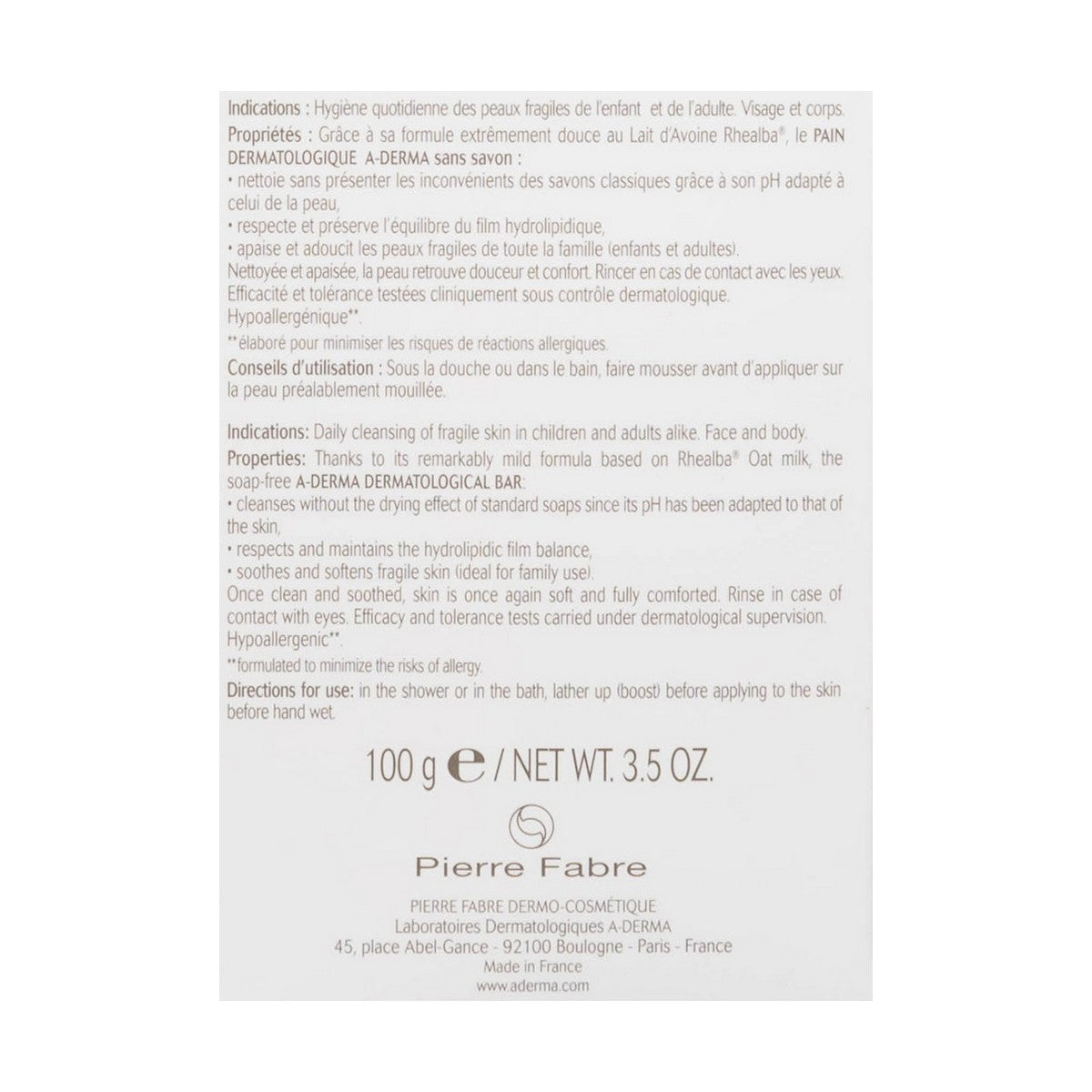 Soap Cake A-Derma Pain Au Lait D'Avoine (1 Unit)-4