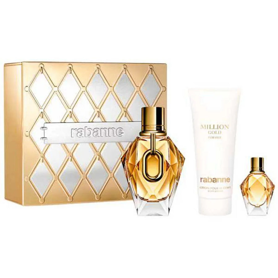 Paco Rabanne P Rabanne Million Gold For Her eau de parfum Ricaricabile 90 ml lozione Pour Le Corps Lozione corpo 100 ml eau de parfum 10 ml
