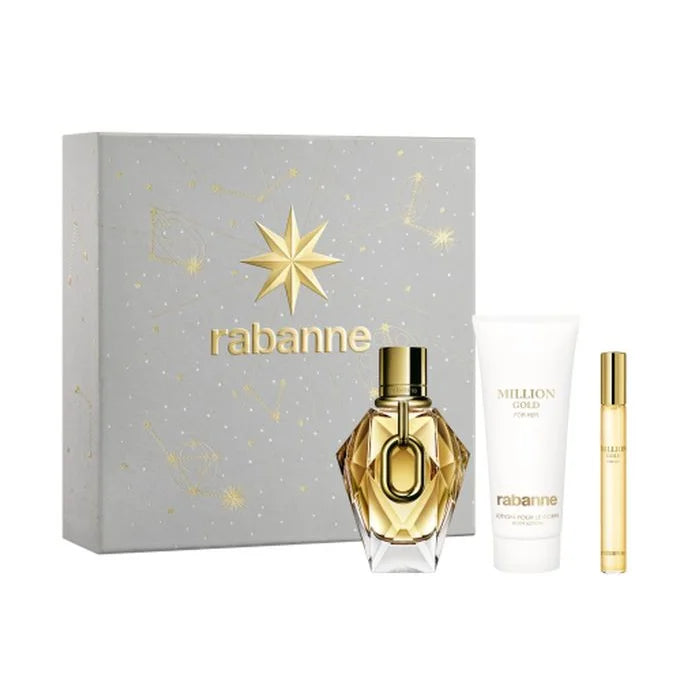 Paco Rabanne Rabanne Million Gold For Her eau de parfum spray 90 ml cofanetto 3 pz