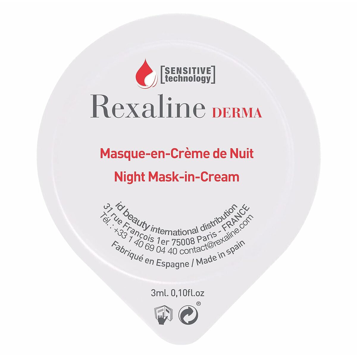 Moisturising Overnight Mask Rexaline Derma 3 ml x 6 Sensitive skin-1