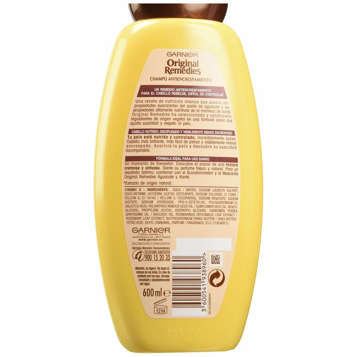 Anti-Frizz Shampoo Garnier Original Remedies Avocado Shea 600 ml-2