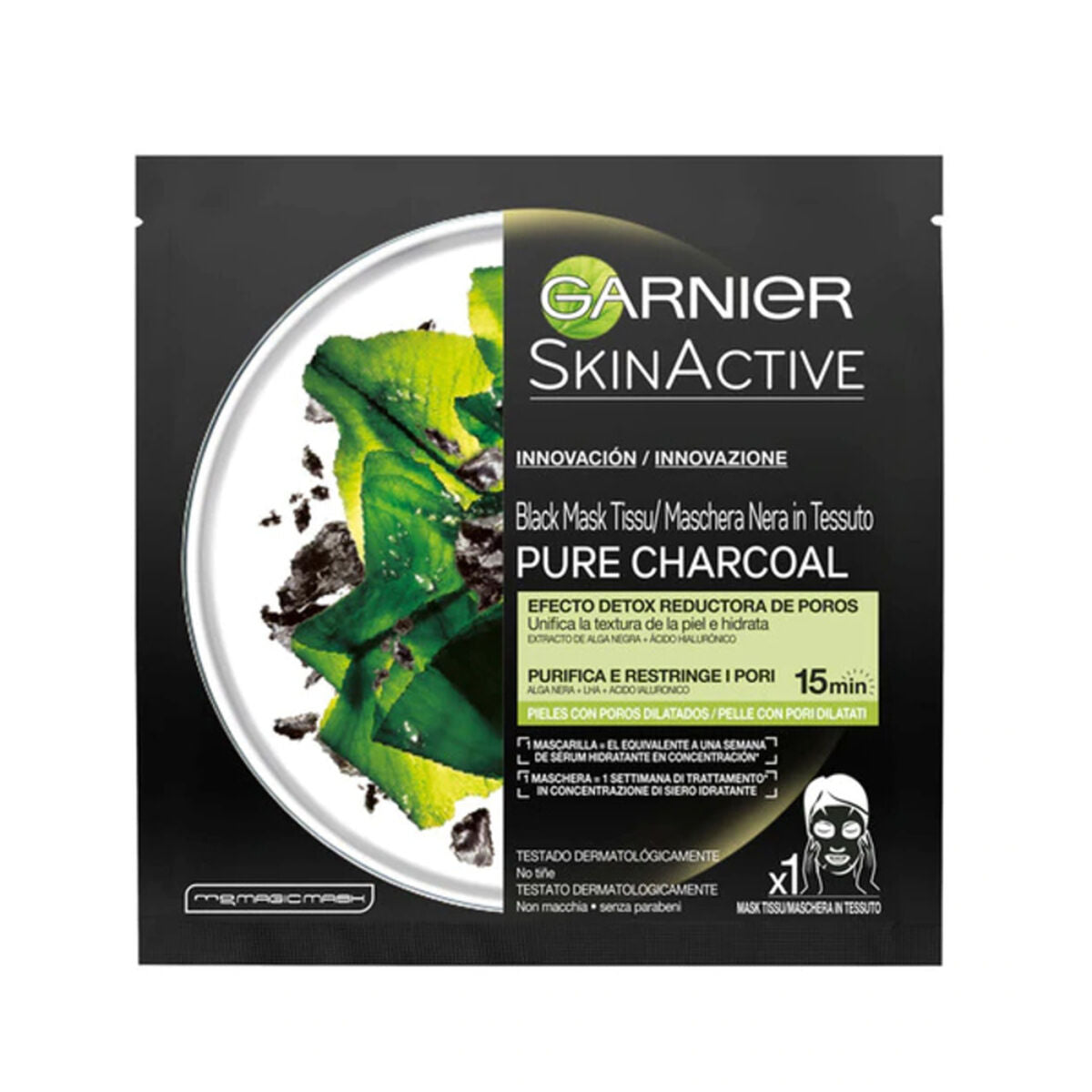 Masque visage PURE CHARCOAL noir détox Garnier-0