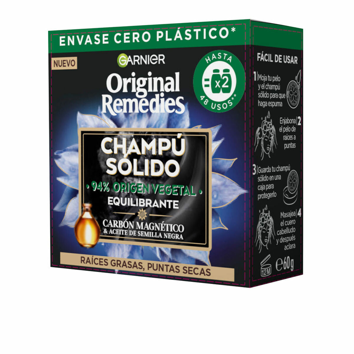 Shampoo Bar Garnier Original Remedies Balancing Magnetic charcoal (60 g)-0