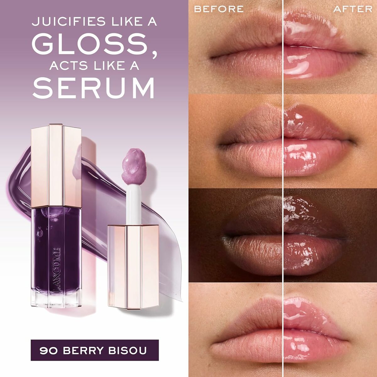 Gloss Lancôme IDÔLE MAKE-UP Violet Nº 90-Berry Bisou 9 ml-9
