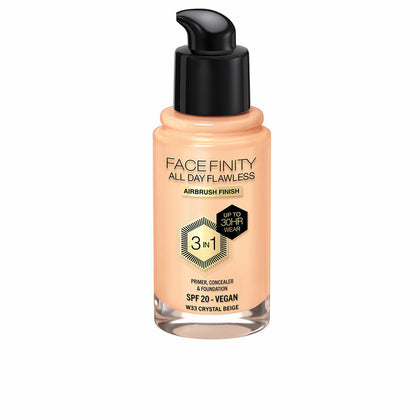 Creme-Make-up-Basis Max Factor Face Finity All Day Flawless 3-in-1 Spf 20 Nº W33 Kristallbeige 30 ml
