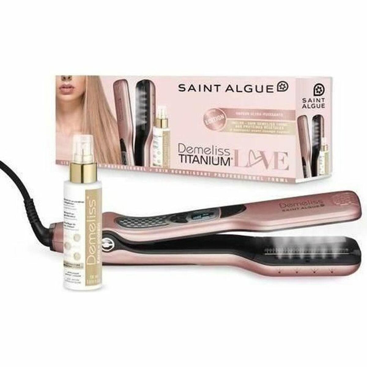 Placa de îndreptat Saint-Algue Demeliss TITANIUM Love Edition 85 W Pink-3