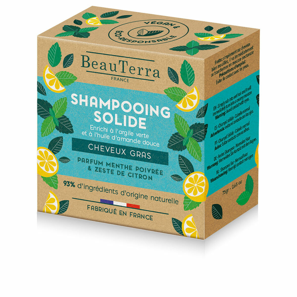 Shampoo Bar Beauterra Solide Menta Limone 75 g-0