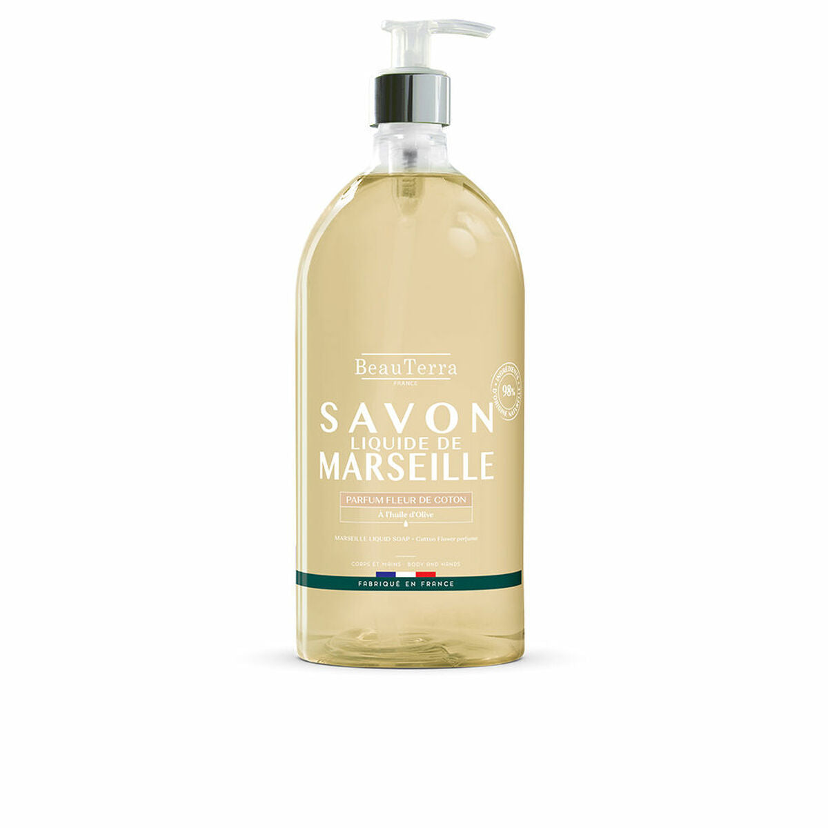 Savon Liquide Beauterra Savon de Marseille Fleur de Coton 1 L-0