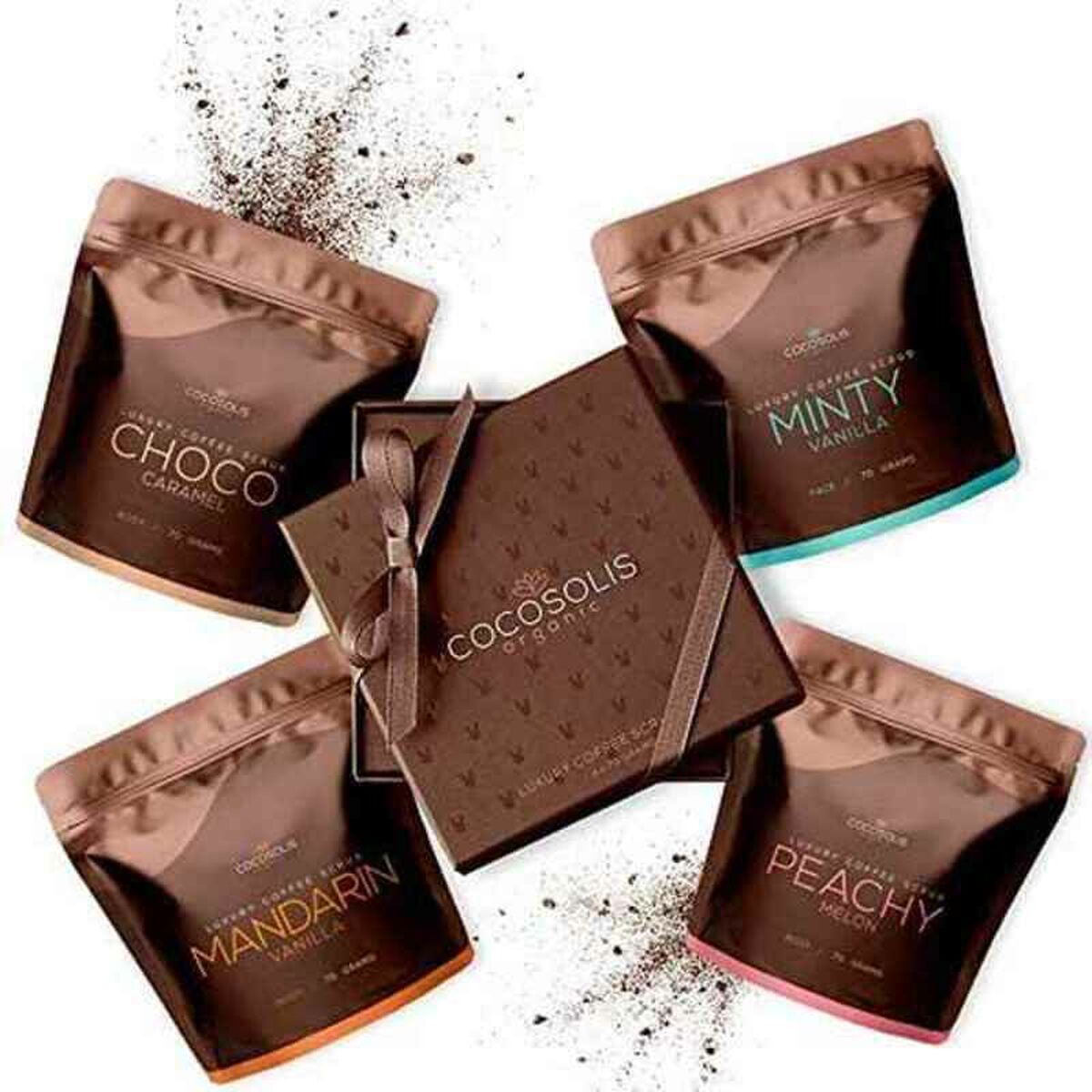 Exfoliant pour le visage Boîte de gommage au café de luxe Cocosolis Boîte de gommage au café de luxe 4 pièces (4 x 70 ml)-0