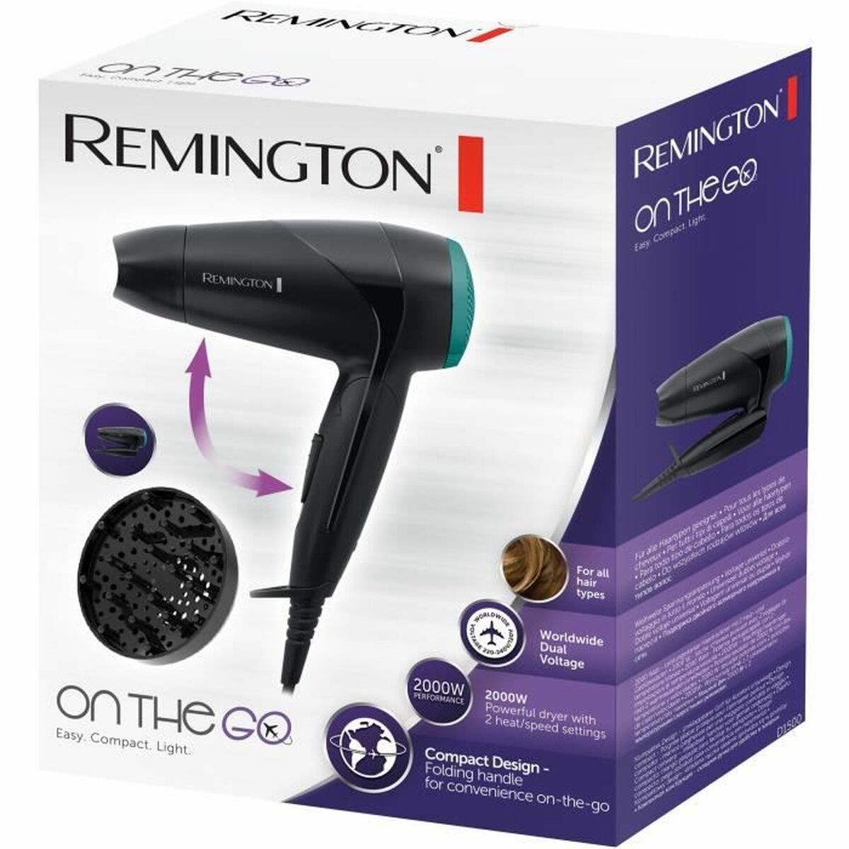 Sèche-cheveux Remington D 1500 2000 W noir/vert-1