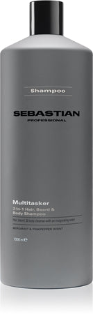 Sebastian Professional Multitasker shampoo 3 in 1 per Uomo capelli, Barba e Corpo Pulisce e Apporta Freschezza 1000 ml