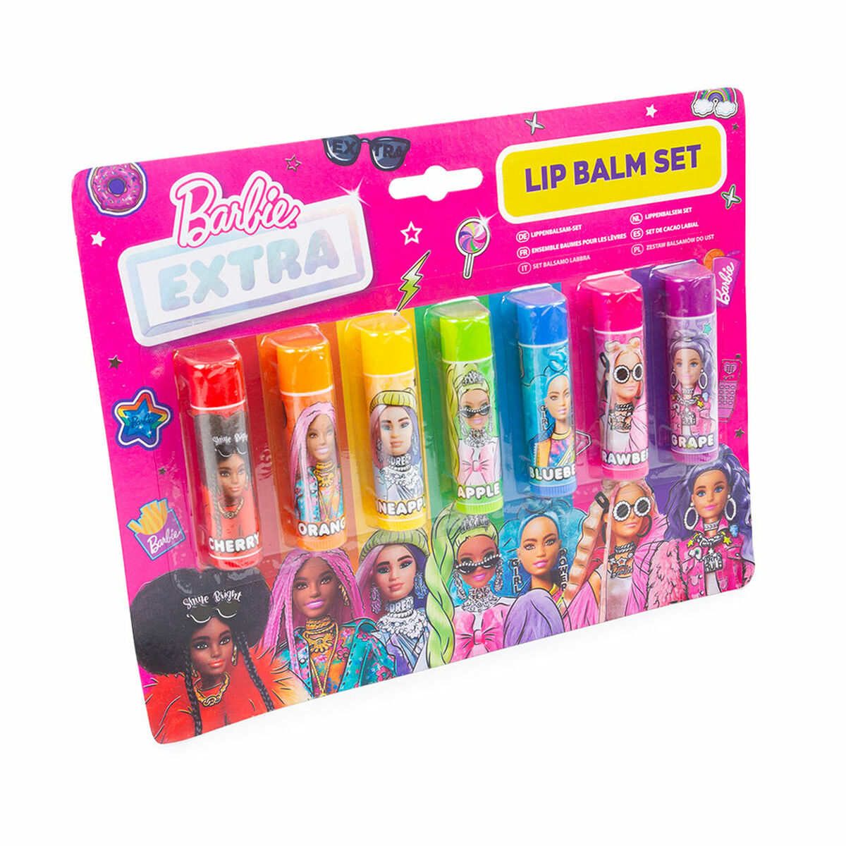 Farbiger Lippenbalsam Barbie für Kinder, 7-teilig, 1 Stück