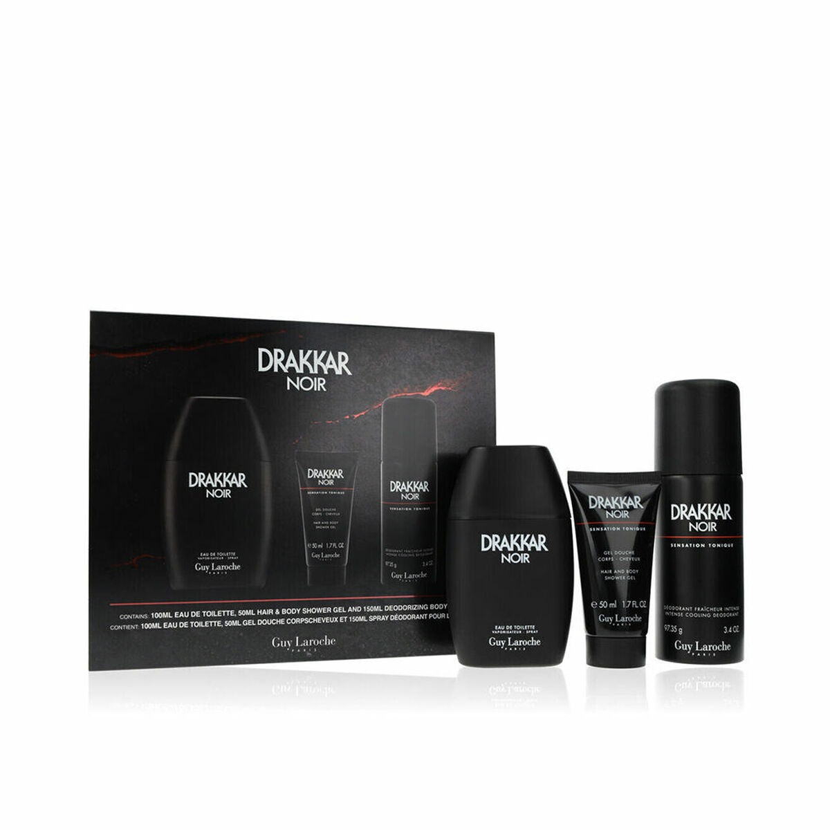 Set Profumo Uomo Guy Laroche DRAKKAR NOIR EDT 3 Pezzi-0