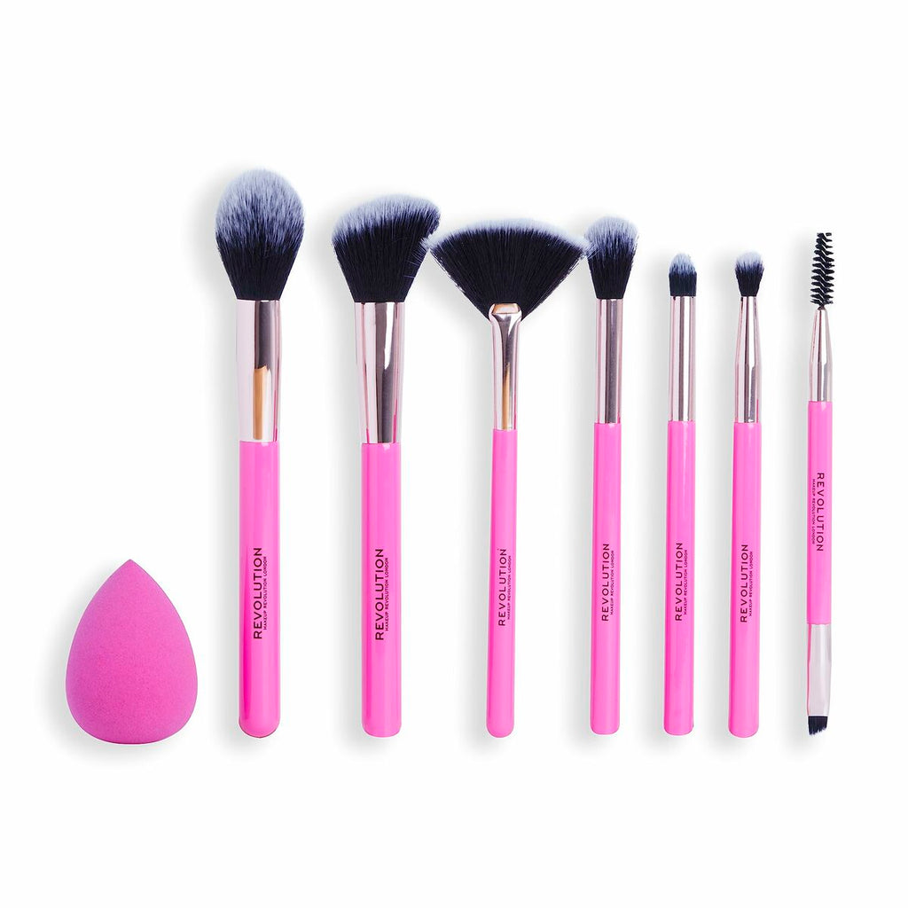 Set pensule de machiaj Revolution Make Up The Brush Edit Pink 8 Pieces-3