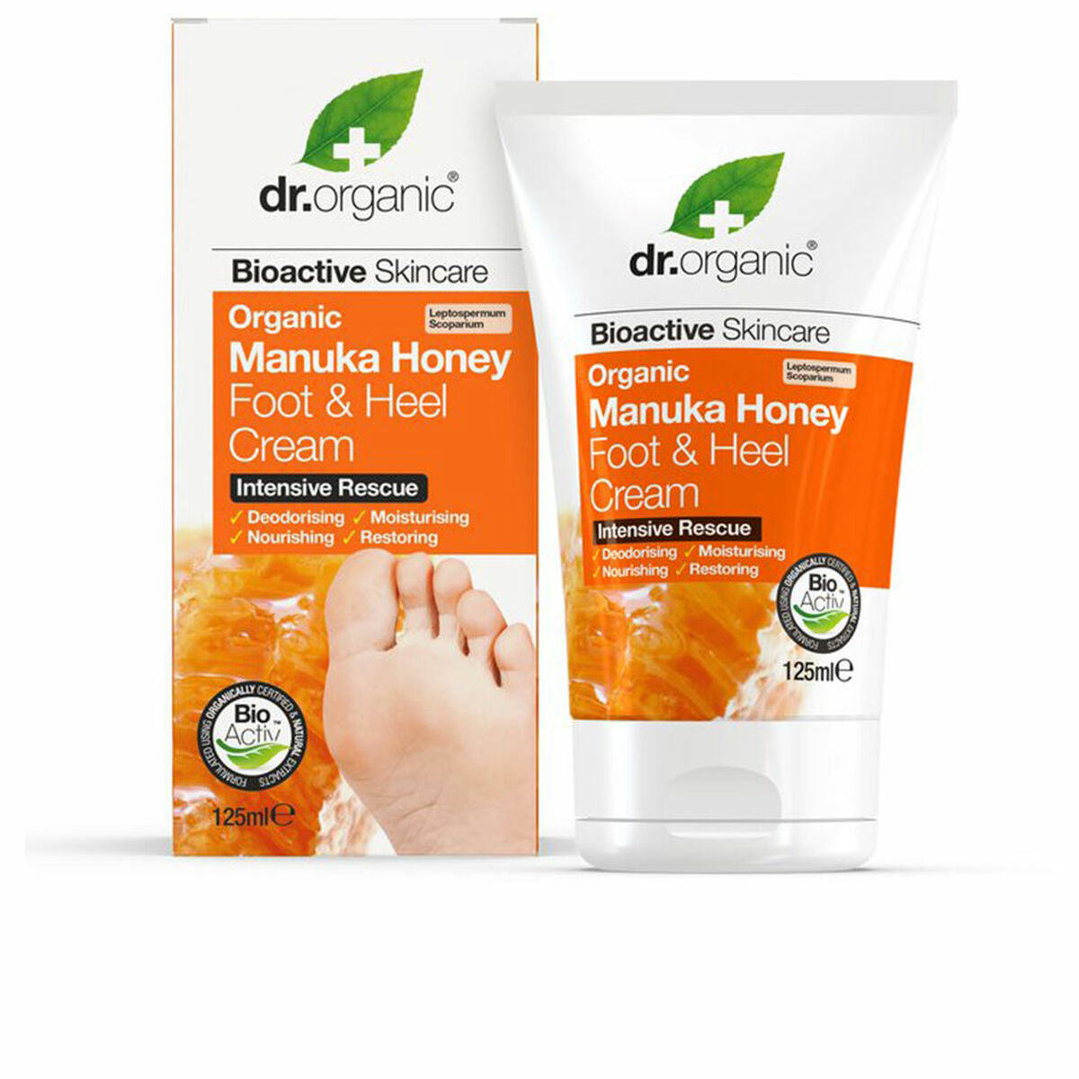 Moisturising Foot Cream Manuka Honey Dr.Organic Miel De Manuka 125 ml-0
