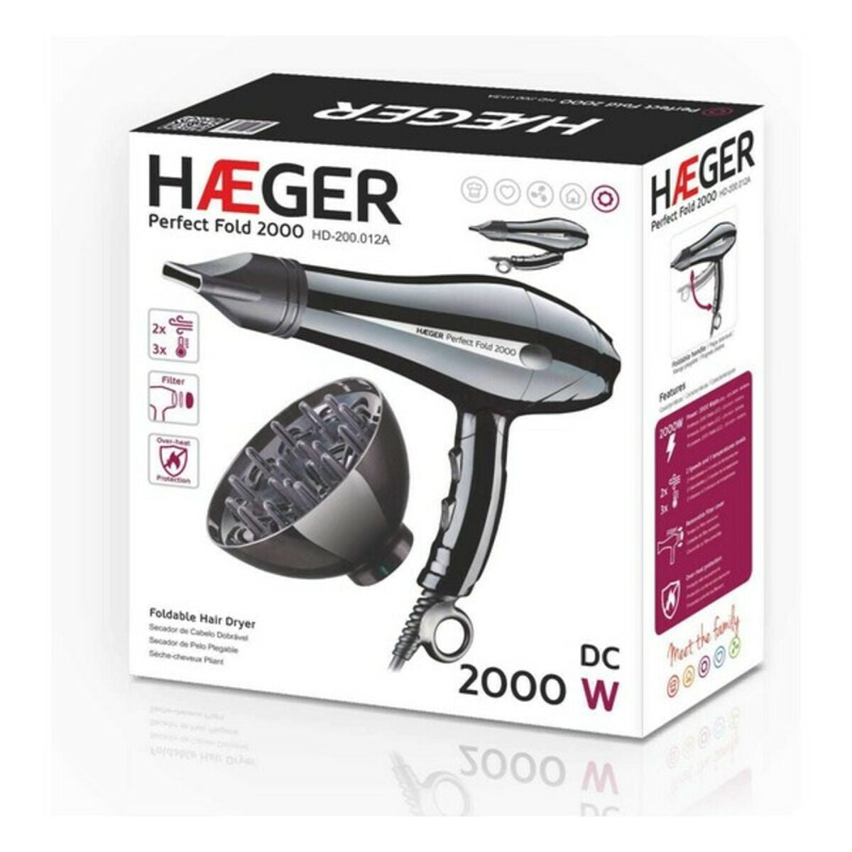 Asciugacapelli Haeger HD-200.012A 2000W Nero 2000 W-4