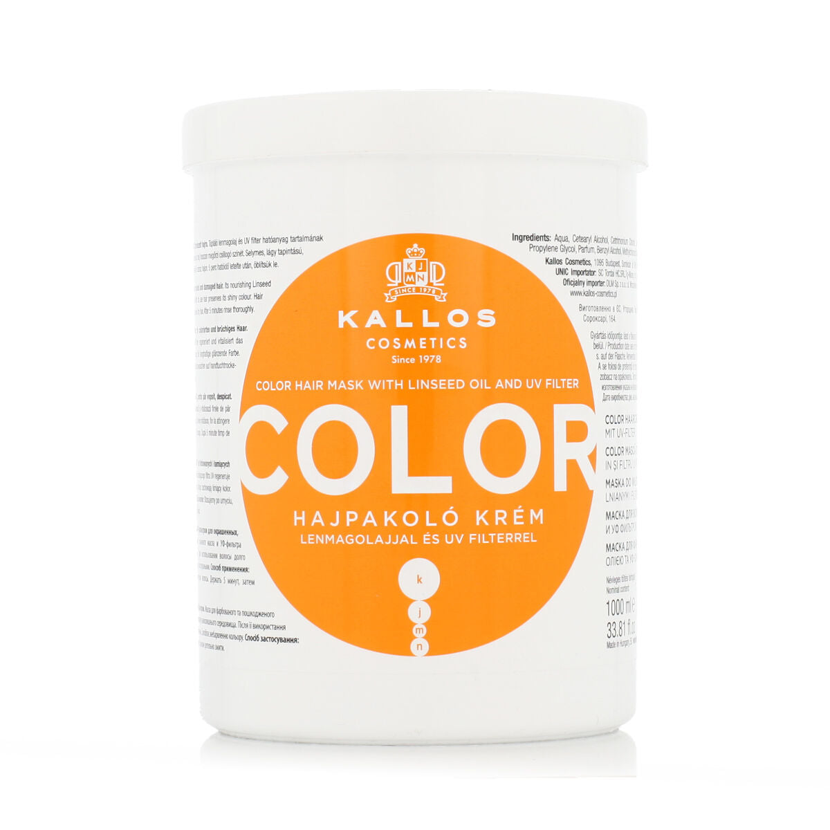 Haarmaske Kallos Cosmetics Farbe 1 L-0