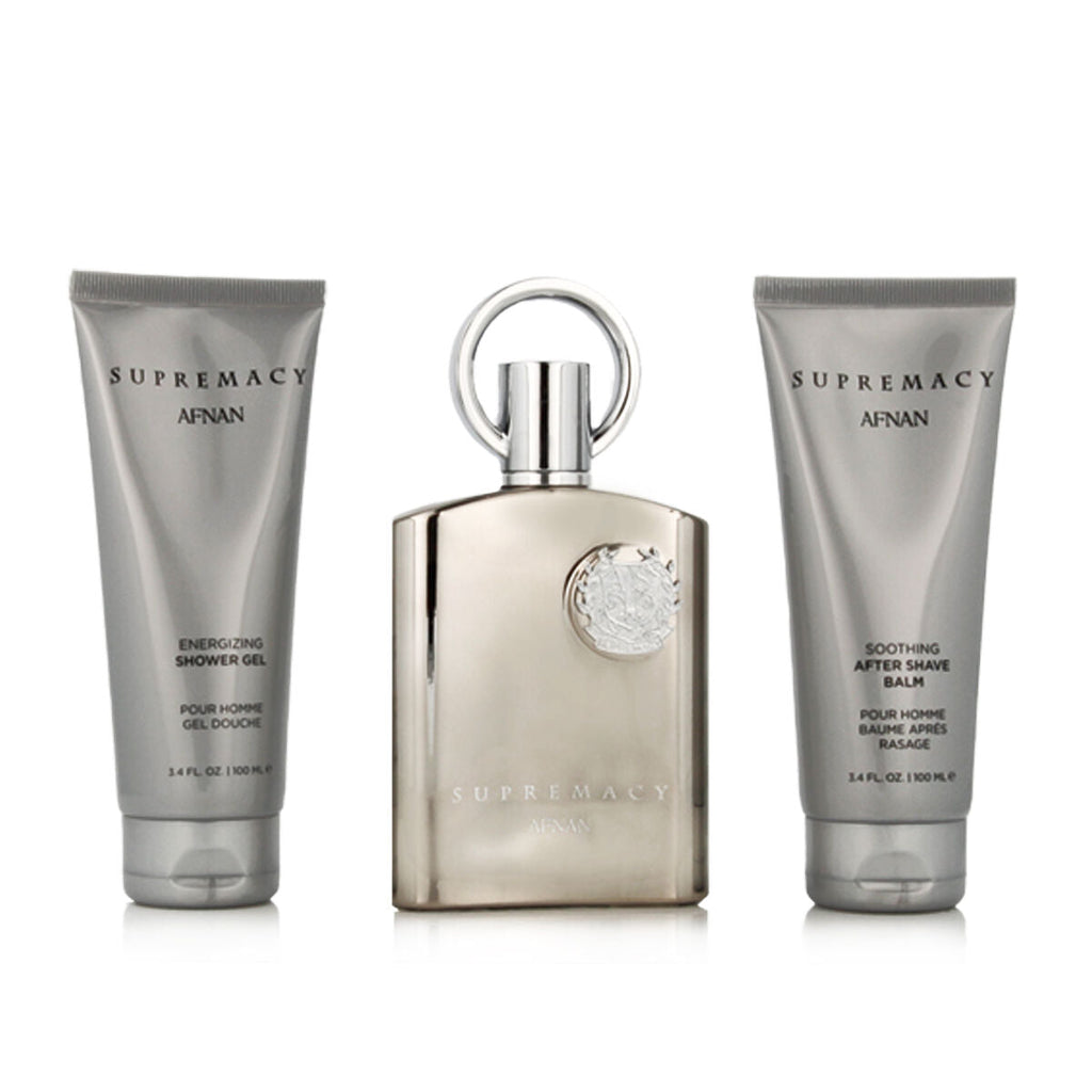Men's Perfume Set Afnan Supremacy Silver EDP 3 Pieces-1