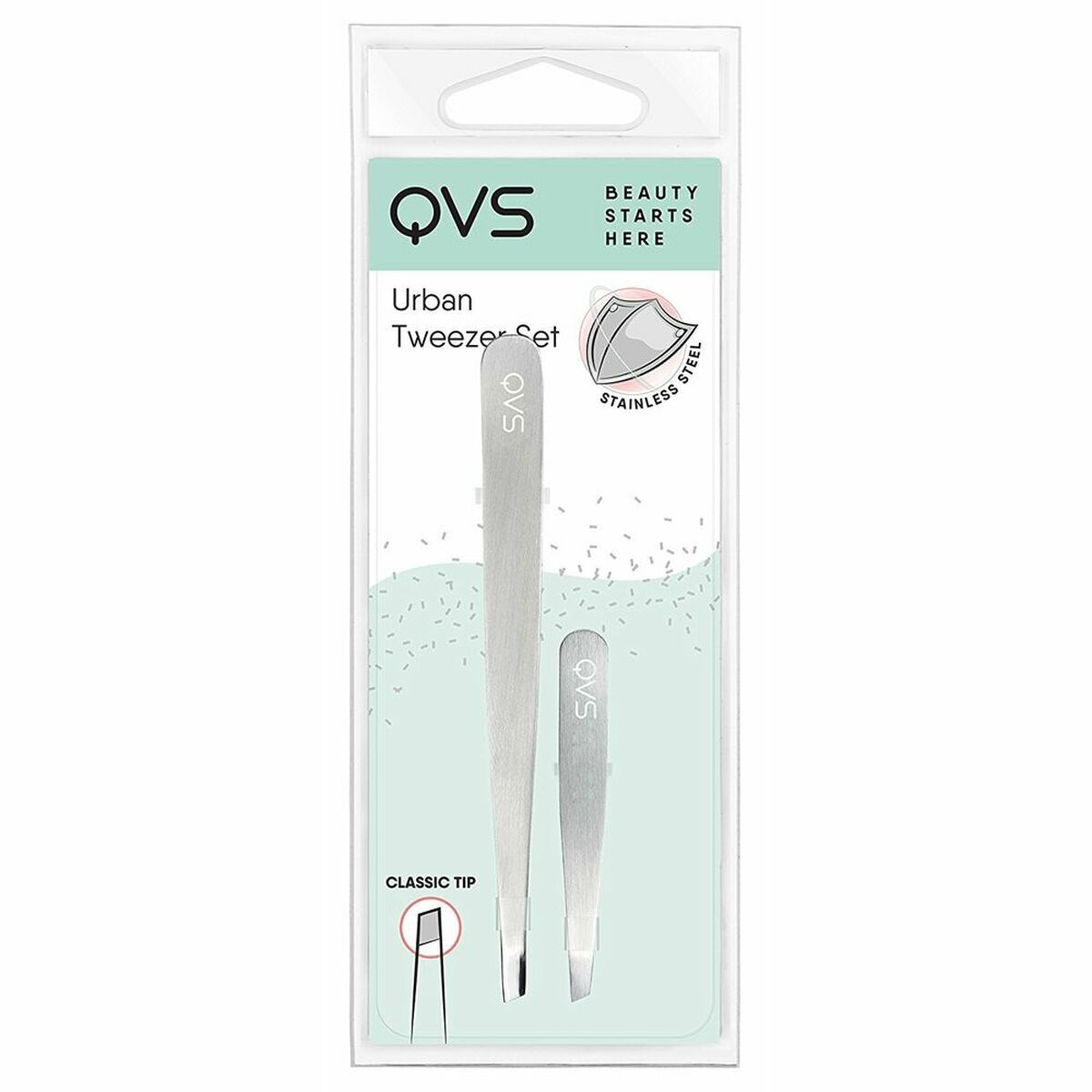 Pince à épiler QVS 100670247 Argent Pince à épiler Acier inoxydable 2 pièces-0