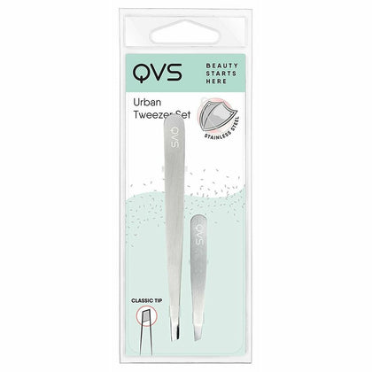 Pince à épiler QVS 100670247 Argent Pince à épiler Acier inoxydable 2 pièces