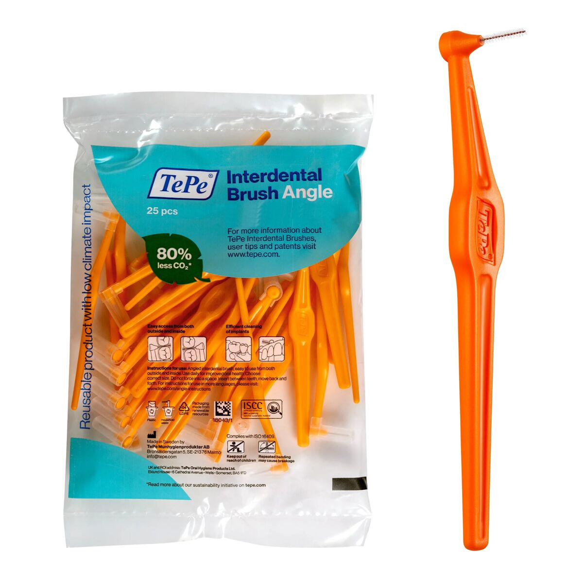 Interdental brushes Tepe Angle Orange 0,45 mm 25 Units-0