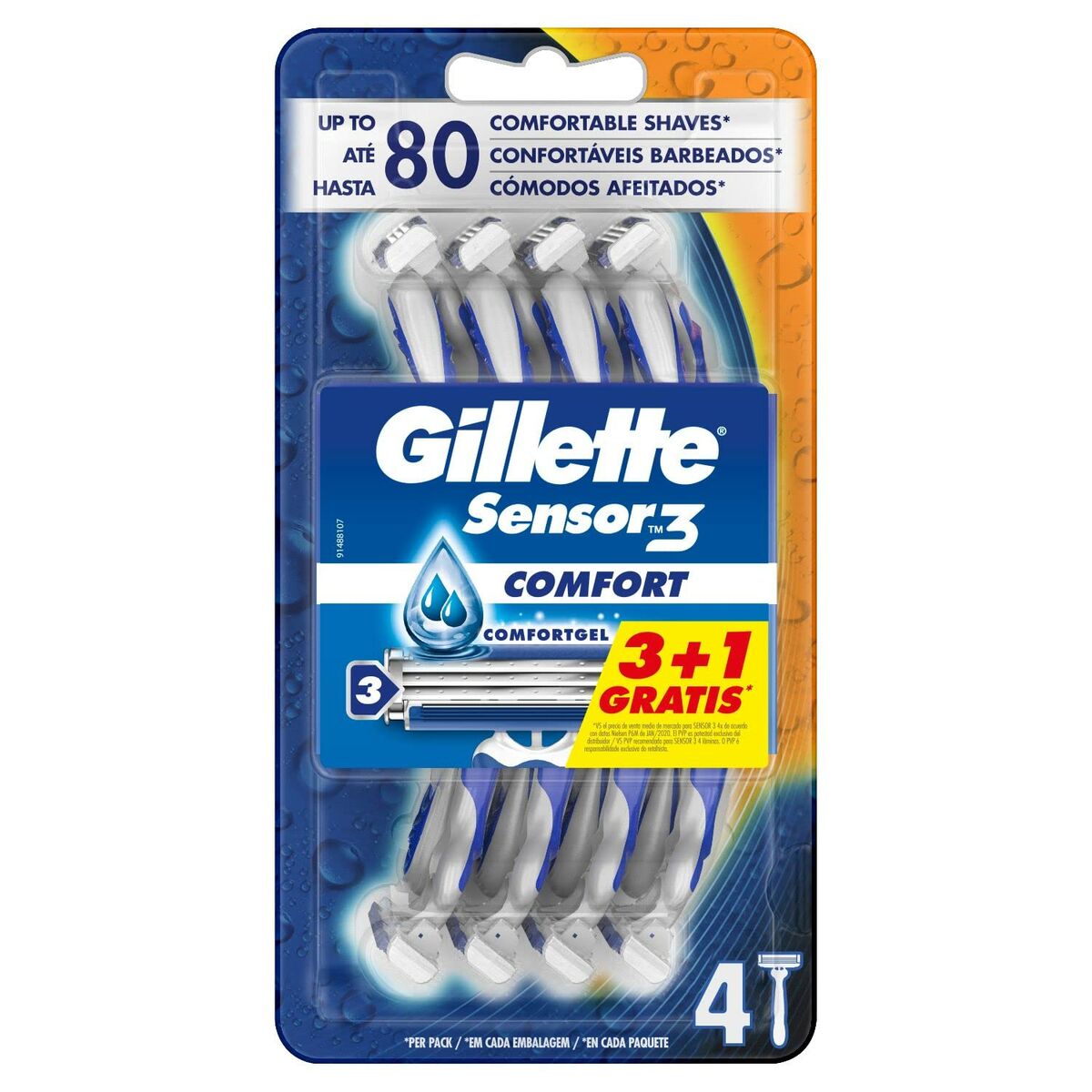 Disposable Razor Gillette Sensor 3 Comfort 4 Units-0