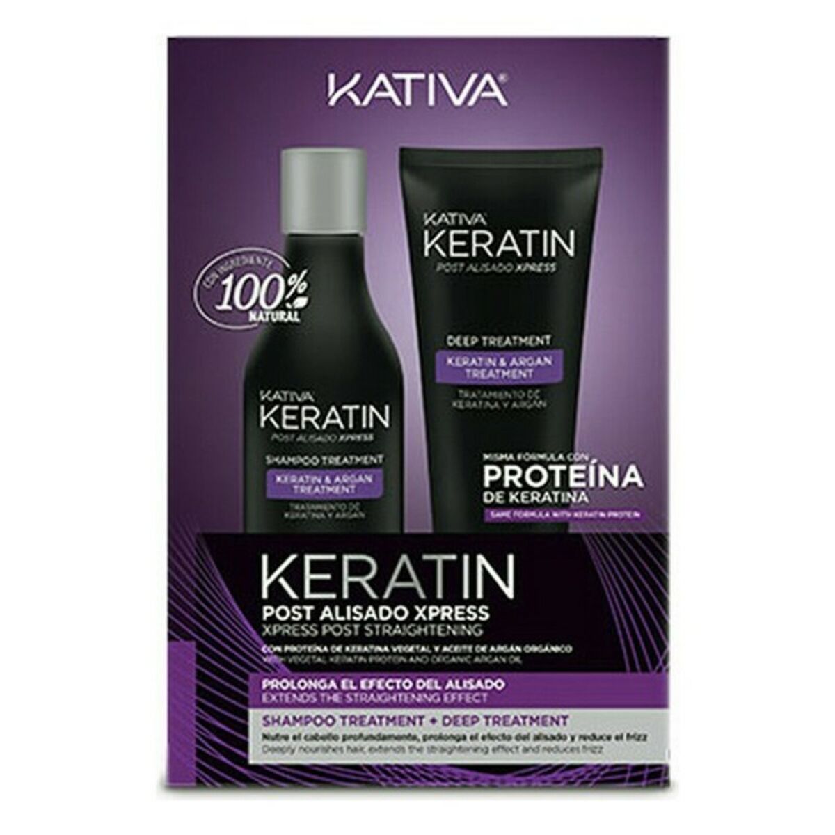 Set Piastra Per Capelli Brasiliana Kativa Keratin (2 pz) (250 ml + 200 ml)-0