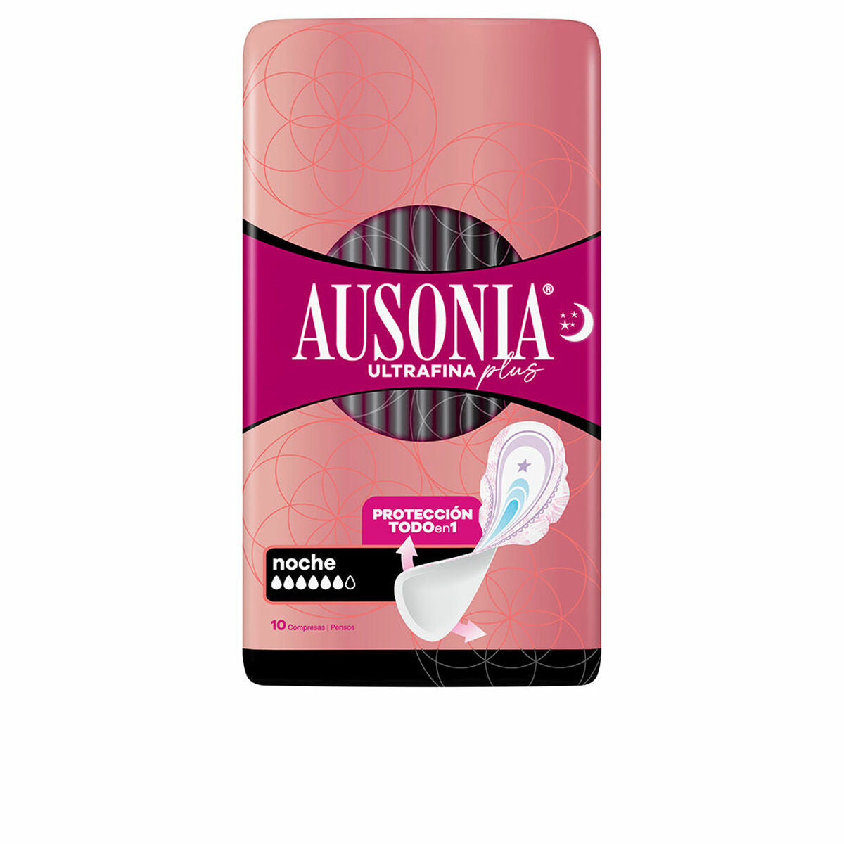 Night Sanitary Pads with Wings Ausonia Plus Ultrafine 10Units-0