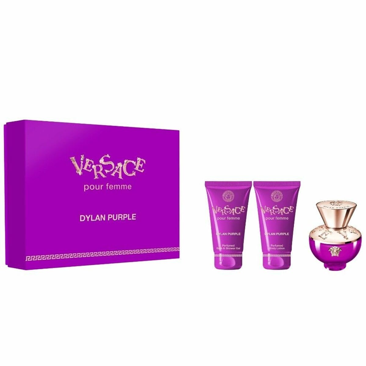 Women's Perfume Set Versace Pour Femme Dylan Purple 3 Pieces-0