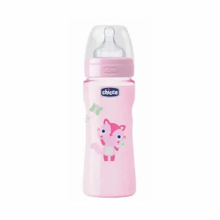 Chicco Well-Being Biberon Silicone PP Flusso Veloce Rosa 4m+ 330 ml