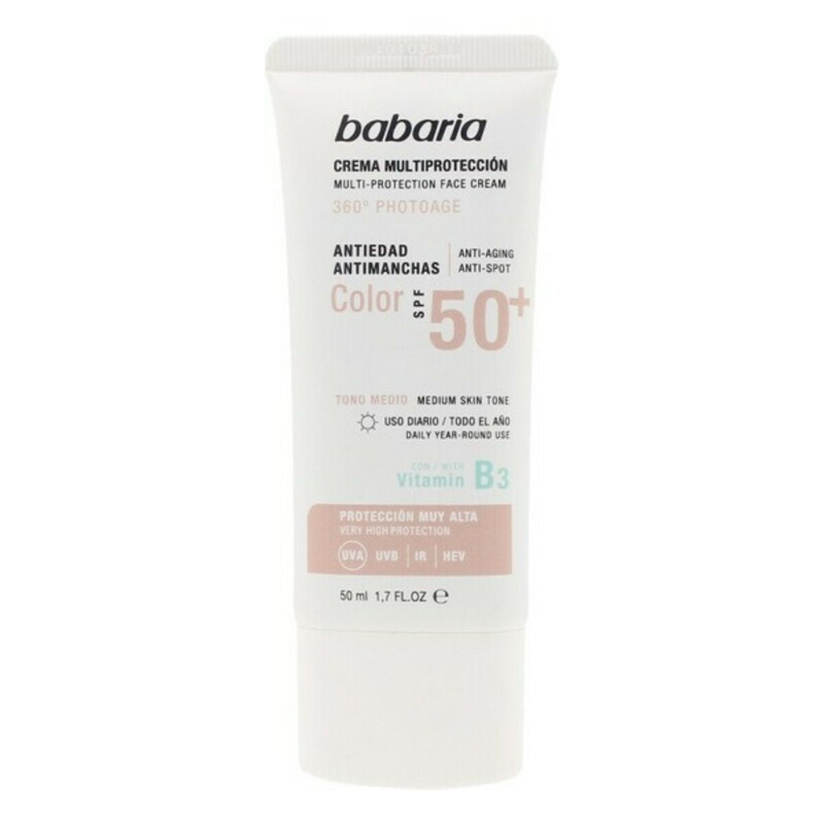 Crema Solar Antimanchas Multiproteccion Color Babaria Solar Multiproteccion SPF 50+ 50 ml-0