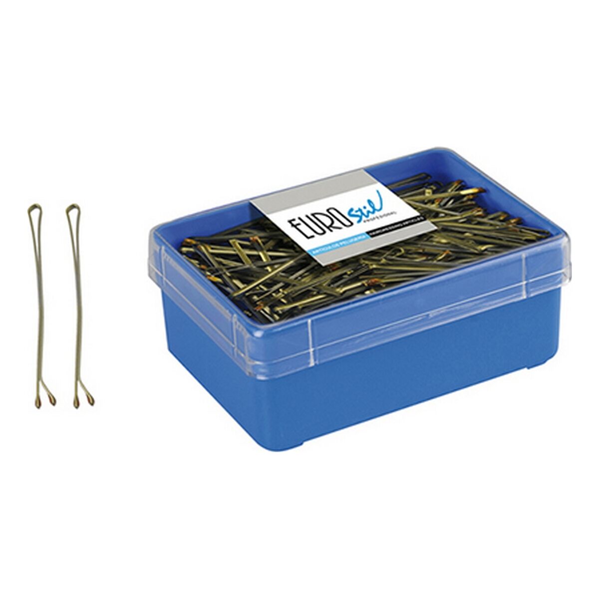 Pinzas para el Cabello Eurostil 150 Clips 70 mm Bronce (150 uds)-0