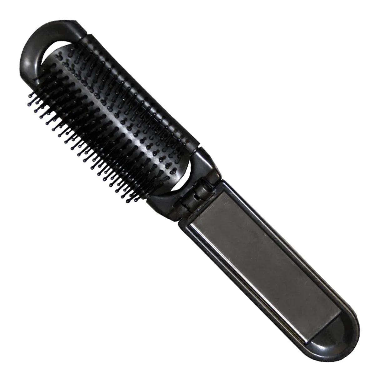 Eurostil Plegable Negro spazzola De Pelo Con Espejo Negro 1 pz