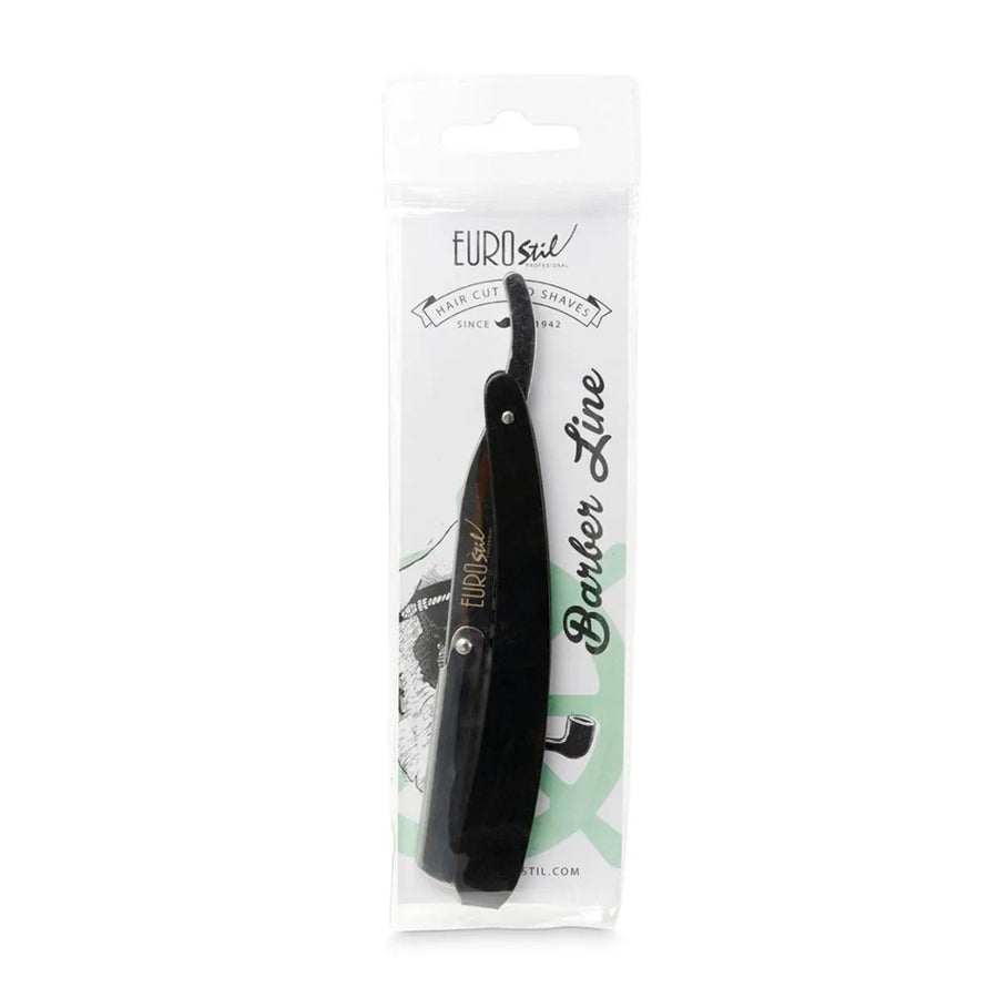 Eurostil Barber Line Navaja De Afeitar Hoja Intercambiable Mango Negro 1 pz