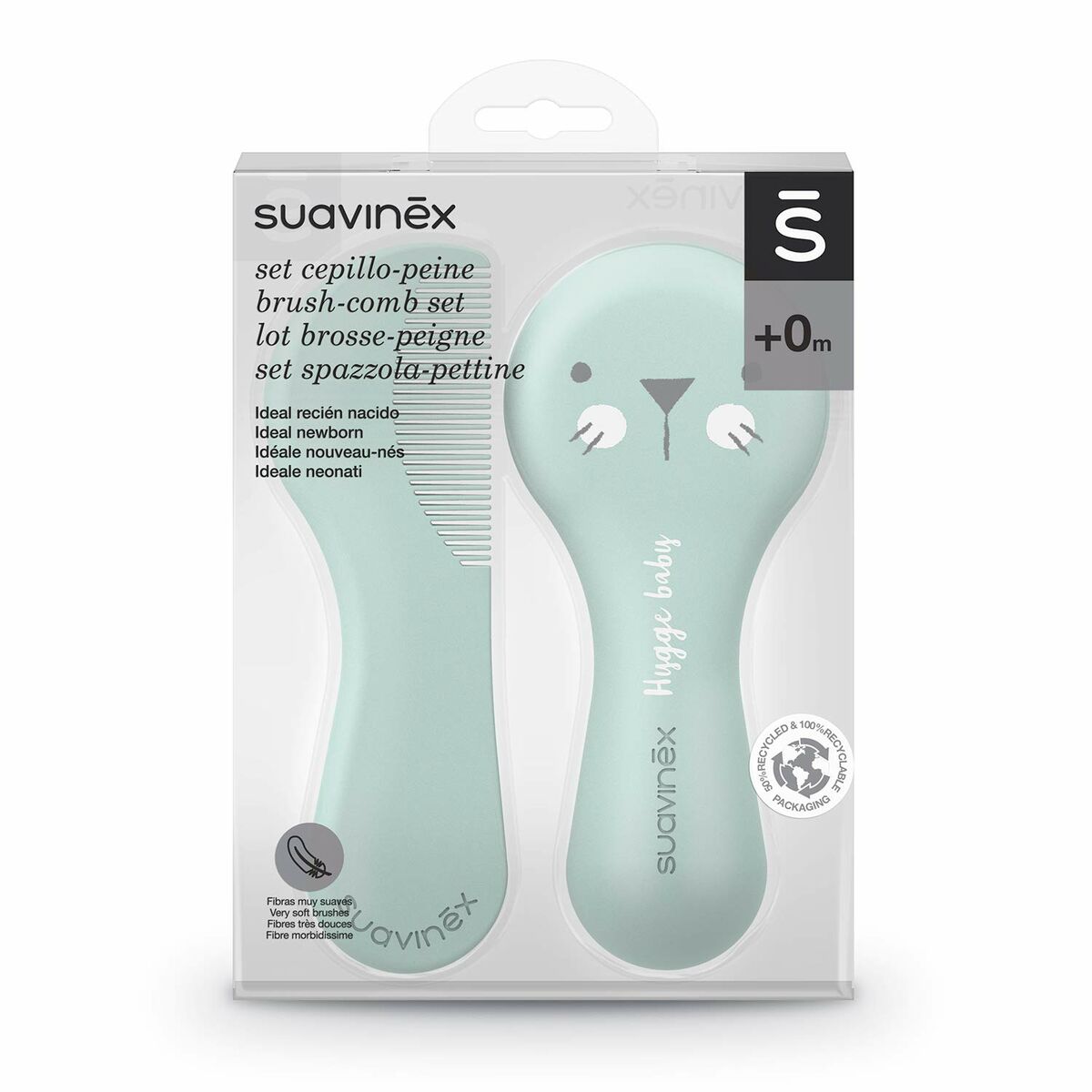 Set piepteni/perii Suavinex Hygge Baby Green 2 Unitati (2 Bucati)-1