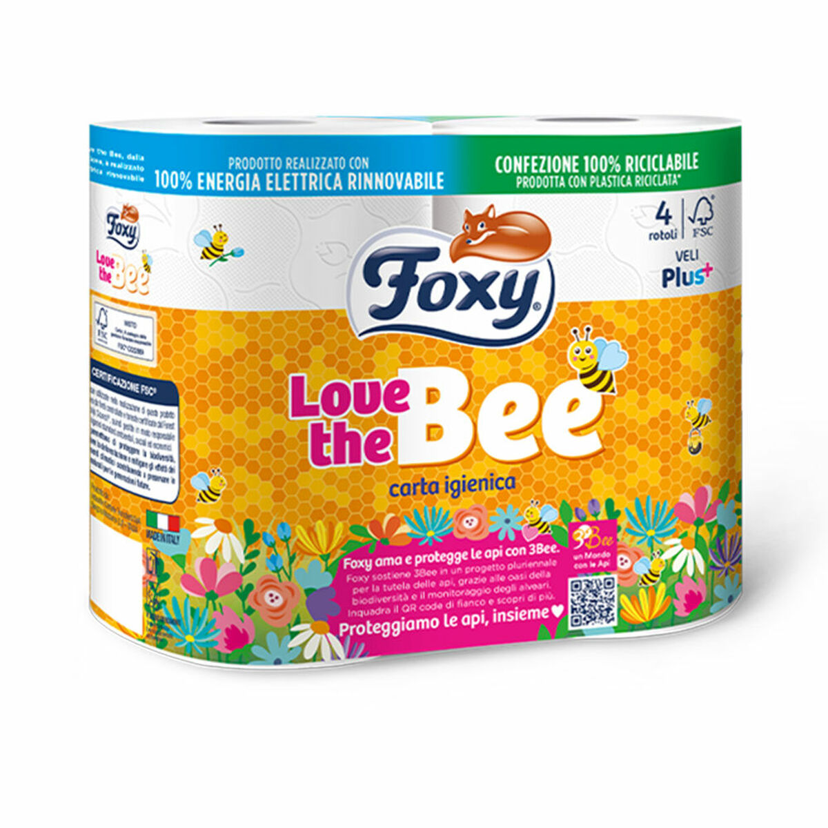 Rula de toaletă Foxy Love the bee (4 unități)-0