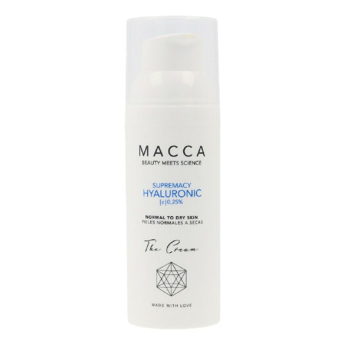 Crème hydratante intensive suprématie hyaluronique Macca 0,25% acide hyaluronique peau sèche (50 ml)-0